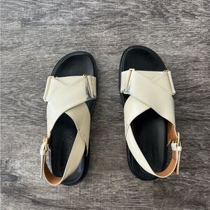 marni white leather fusbett sandal
